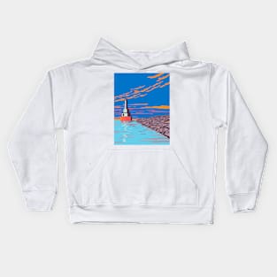 Lighthouse at Fj Mclain State Park on the Keweenaw Peninsula Houghton County Michigan USA WPA Poster Art Kids Hoodie